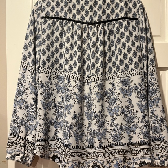 INC Faux Wrap Blue Print Blouse - Picture 5 of 5